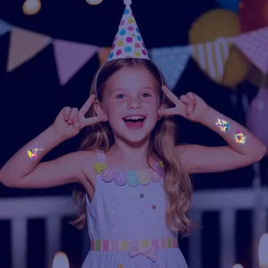 Adesivi per tatuaggi temporanei fluorescenti per bambini festa di compleanno carini