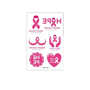Hoja de tatuaje temporal cinta rosa mes de concientizacion sobre el cancer mama art
