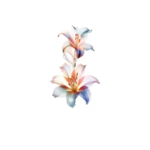 Waterproof watercolor lily flower temporary tattoo sticker for wrist and ankle body art