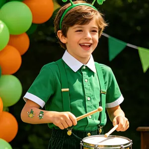 Tatuaggi temporanei glitterati di San Patrizio per bambini, adesivi per feste a tema.