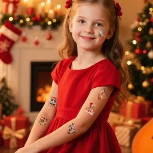 Weihnachten Kinder temporäre Tattoo-Aufkleber, süße Haustiere Katze Hund wasserdichte Körperkunst