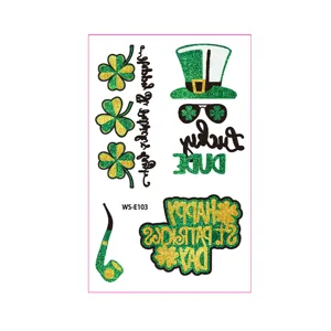 Bambini San Patrizio glitter tatuaggi temporanei festa irlandese arte corporea festiva