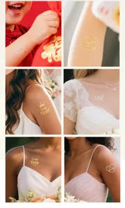 Gouden tijdelijke tatoeage stickers, Team Bride bruiloft body art en schattige feestelijke stickers.