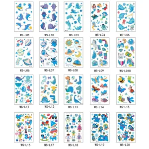 Kids luminous temporary waterproof tattoo stickers cute cartoon animals dinosaurs unicorn set