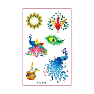 Diwali Themenparty matte temporäre Tattoos, wasserdichte langlebige Pfau Körperkunst.