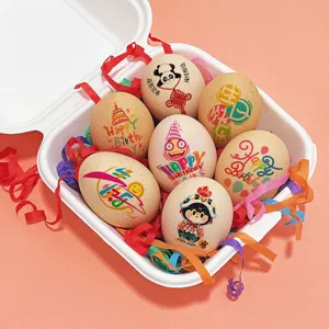 Baby Full Moon Celebration Egg Stickers Traditional Chinese Zodiac Water Transfer Stickers First Birthday Party Decor Blessing Decals