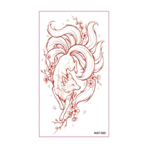 Adhesivo de tatuaje temporal zorro de nueve colas flor de cerezo vista principal