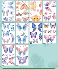 Waterproof butterfly wings feather temporary tattoo sticker stage makeup body art