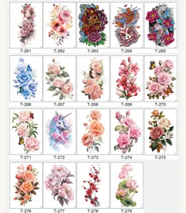 Waterproof temporary tattoo sticker sheets featuring floral geisha and totem for men women.