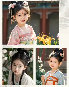 Enfants traditionnels chinois Hanfu autocollants frontaux Dunhuang Huadian maquillage des yeux