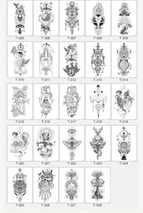 Waterproof temporary tattoo stickers black geometric totem wolf skull and body art design.