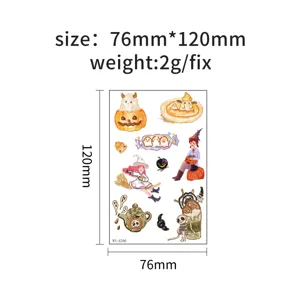 Autocollant de Transfert d'Eau de Bougie sur le Thème d'Halloween Autocollant Décoratif DIY Fournitures de Fête de Vacances Motif de Dessin Animé Imperméable