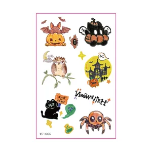 Enfants Halloween autocollants de tatouage temporaire mignon étanche fête art corporel