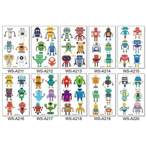 Kids cartoon robot temporary tattoo stickers set for party birthday gifts and rewards.