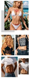 Sexy temporary tattoo stickers for chest and lower abdomen with totem heart designs