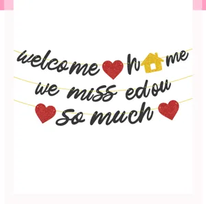Glitter welcome home banner party hanging decoration custom phrase banner glittery sign