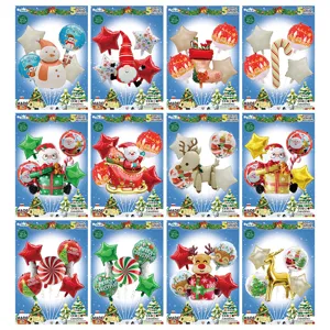 Kerst Aluminiumfolie Ballon Set Cartoon Kerstman Rendier Sneeuwpop Folie Ballonnen Voor Kerstfeest Decoratie Benodigdheden