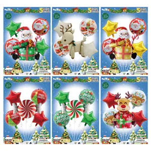 Kerstballon set folieballonnen kerstman rendier feestdecoratie benodigdheden verpakking