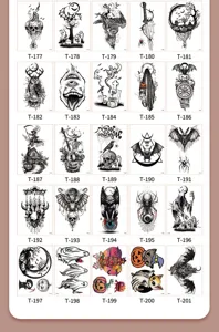 Halloween temporary tattoo sticker waterproof dark skull pumpkin ghost body art design.