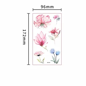 Watercolor Floral Temporary Tattoo Stickers Waterproof Fake Body Art Decals For Women Hand Collarbone Chest Decor