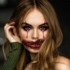 Pegatinas de Tatuaje de Boca Grande Aterradora de Halloween Parche de Maquillaje de Labios Tatuaje Temporal Impermeable Cosplay