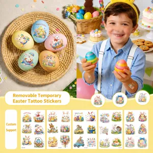 Waterproof Easter Temporary Tattoos Cartoon Rabbit Egg DIY Decorative Stickers For Kids Holiday Party Body Tattoos Accessories