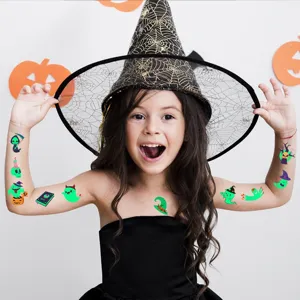 Halloween Leuchtende Tattoo Aufkleber Wasserdicht Fluoreszierend Gruen Cartoon Kinder