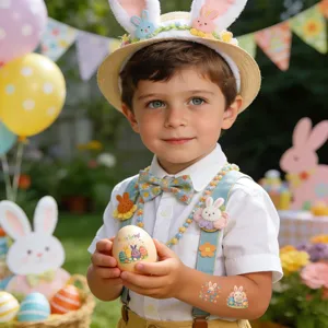 Kids Easter temporary tattoo stickers and cute decorative eggs party props gift set