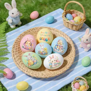 Easter egg stickers DIY cute cartoon bunny eggs holiday party decoration colorful craft