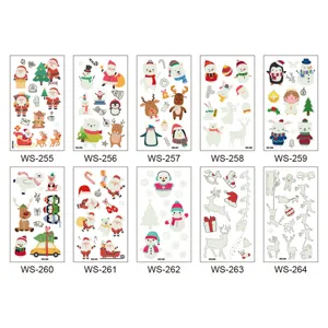 Christmas luminous temporary tattoo stickers for kids, cartoon glowing party stickers.