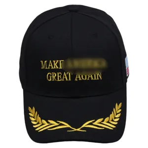 Classic black cotton baseball hat featuring embroidered American flag and patriotic text.