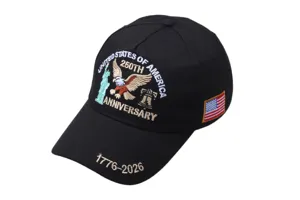Embroidery US Independence Day Baseball Cap 250th Anniversary Outdoor Sunshade Hat Black