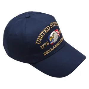 Casquette de baseball brodee bleu marine avec design anniversaire United States 1776.