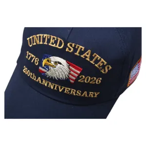 Casquette de baseball commémorative du 250e anniversaire des USA brodée coton bleu