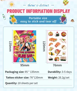Kids tattoo sticker blind bag detail size and specifications display set 10 sheets