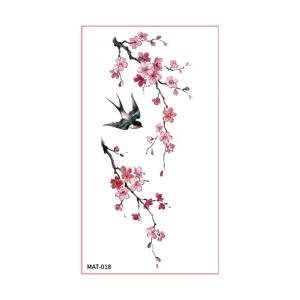 Chinese style ink wash plum blossom swallow temporary tattoo sticker waterproof matte body art decal