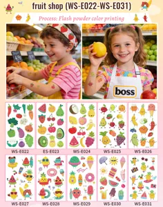 Kids temporary flash powder fruit tattoo stickers party gift reward waterproof cute designs