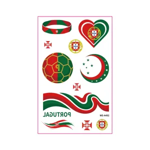 Portugal flag temporary tattoo sheet sports fan face stickers World Cup party body art decor