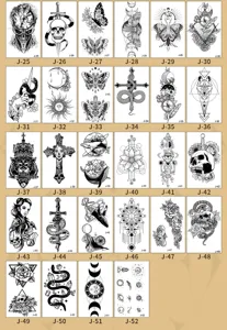 Waterdichte tijdelijke tattoo stickers vel donkere stijl bloem slang schedel flits