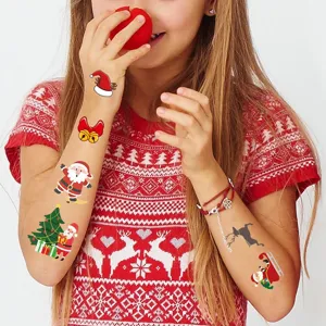 Christmas cartoon temporary tattoo stickers for kids cute holiday arm decals main view