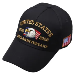 Casquette de baseball brodée du 250e anniversaire des États-Unis 1776-2026 drapeau américain