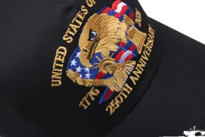 Unisex 250th Anniversary embroidered baseball cap 1776-2026 commemorative eagle hat black