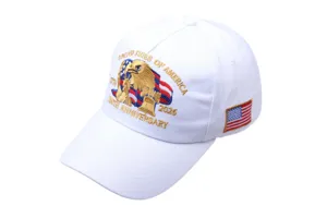 White baseball cap featuring embroidered American eagle 1776-2026 250th anniversary design.