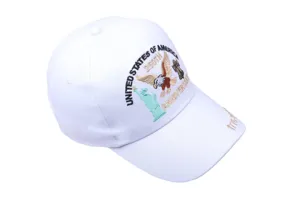 White baseball cap with patriotic embroidery 250th anniversary usa adjustable hat
