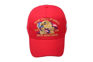 Red US 250th anniversary embroidered baseball cap 1776-2026 American eagle patriotic hat