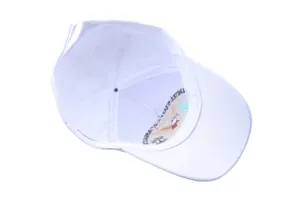 Detailed view of the white baseball cap interior showcasing the patriotic embroidery craftsmanship.