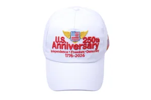 Witte US 250th Anniversary honkbalpet geborduurd, casual zonneklep dad hat voor uniseks.