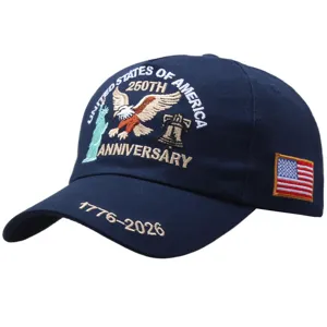 US 250th Anniversary Patriotic Baseball Cap with Detailed Eagle and Liberty Embroidery Main View