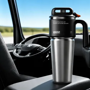 1000ml Stainless Steel Insulated Car Tumbler Travel Mug with Handle and Leakproof Lid