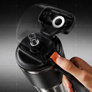 1000ml stainless steel tumbler with straw, large capacity vacuum insulated car water bottle.